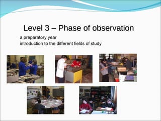 Level 3 – Phase of observation a preparatory year introduction to the different fields of study  