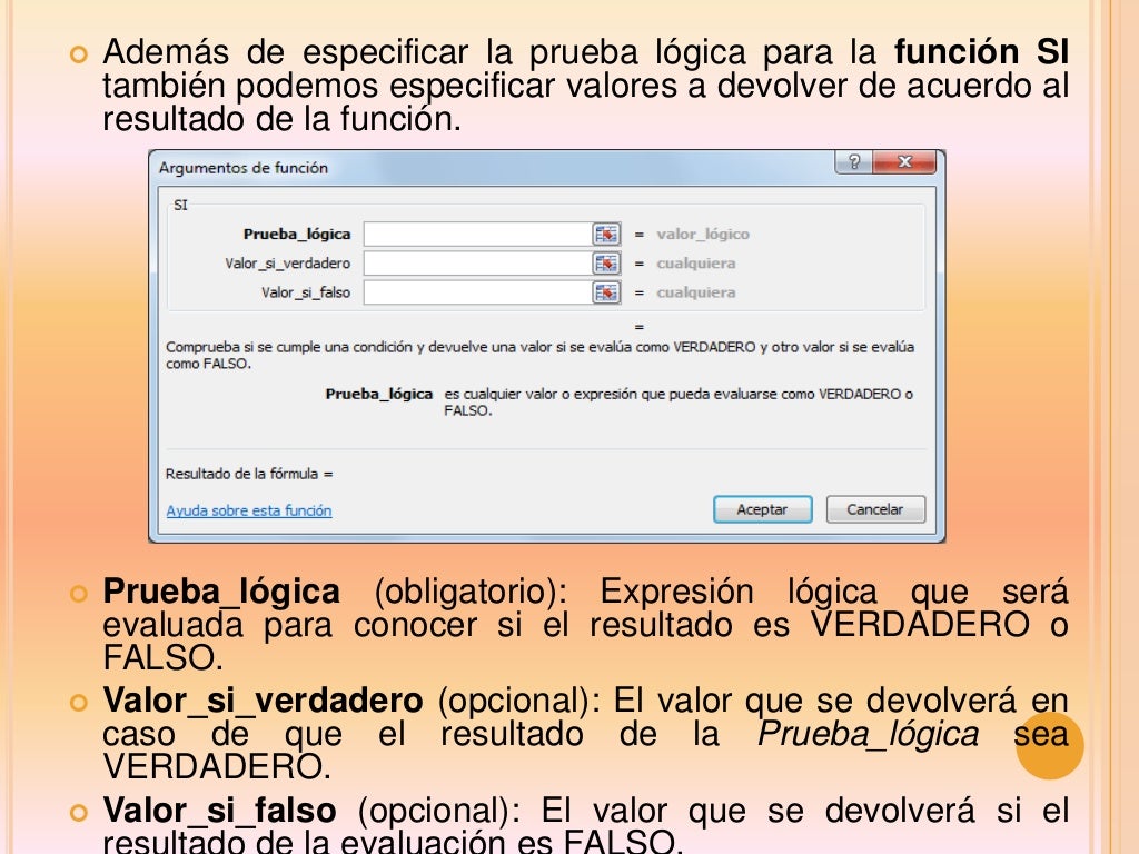 Sintaxis de la función si() de excel