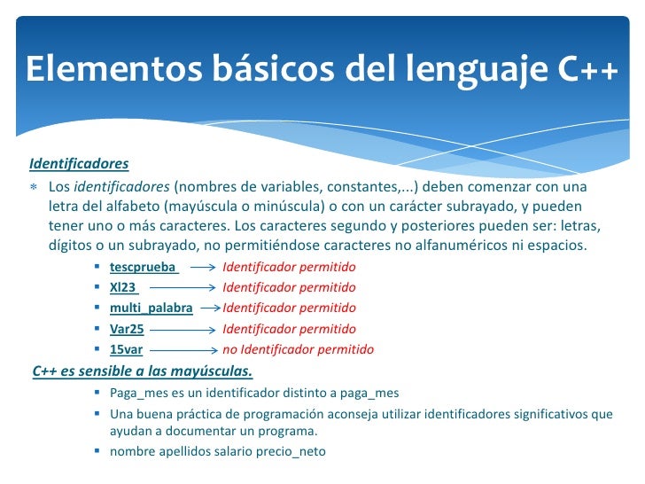 Sintaxis del lenguaje c++