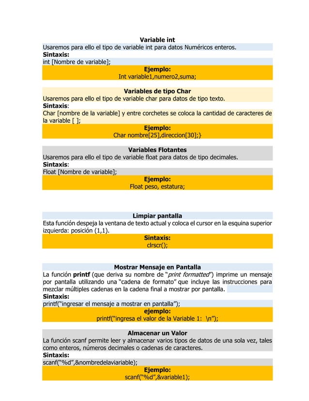 Sintaxis funciones c++ | PDF