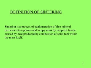 Sintering plant at a glance | PPT