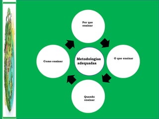 Metodologias
adequadas
Por que
ensinar
O que ensinar
Quando
ensinar
 