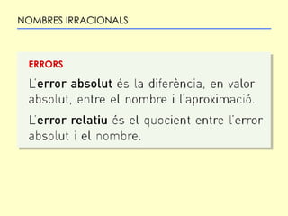 NOMBRES IRRACIONALS ERRORS 
