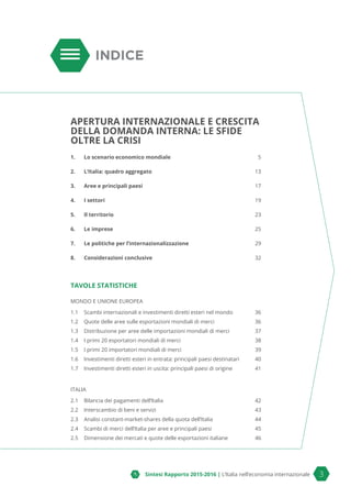 4 Sintesi Rapporto 2015-2016 | L’Italia nell’economia internazionale
2.6	 I primi 20 paesi di destinazione delle esportazi...