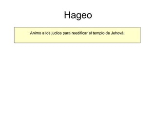 Hageo Animo a los judios para reedificar el templo de Jehová. 