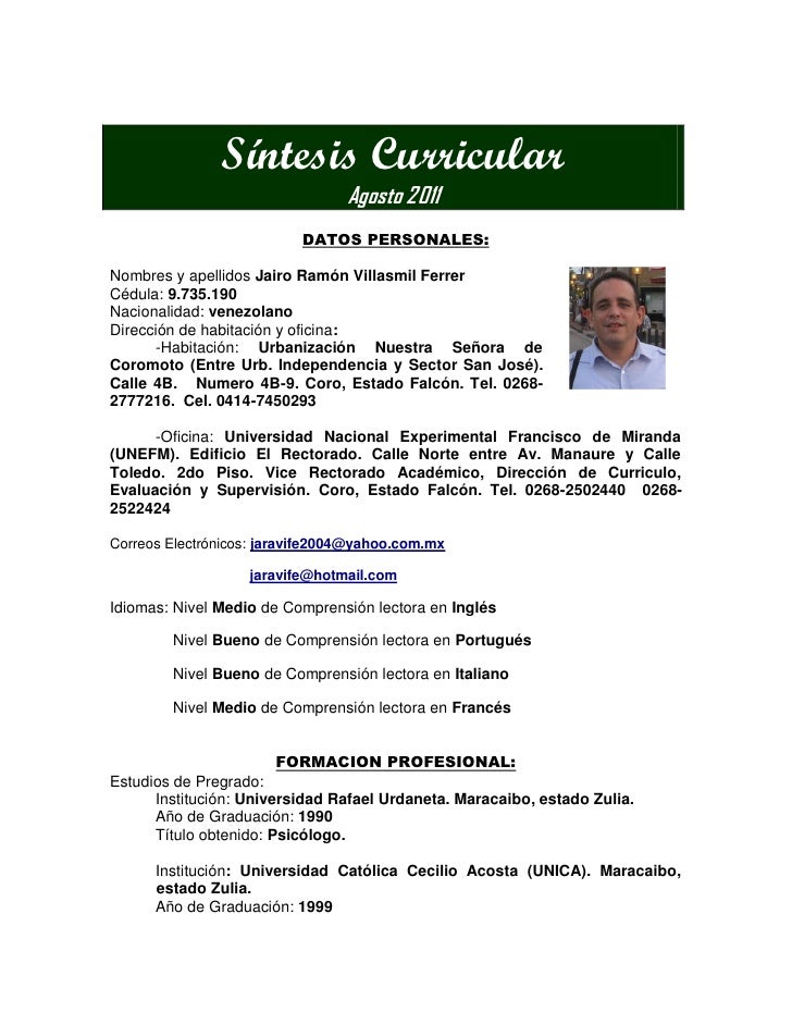 formatos de resumen curricular