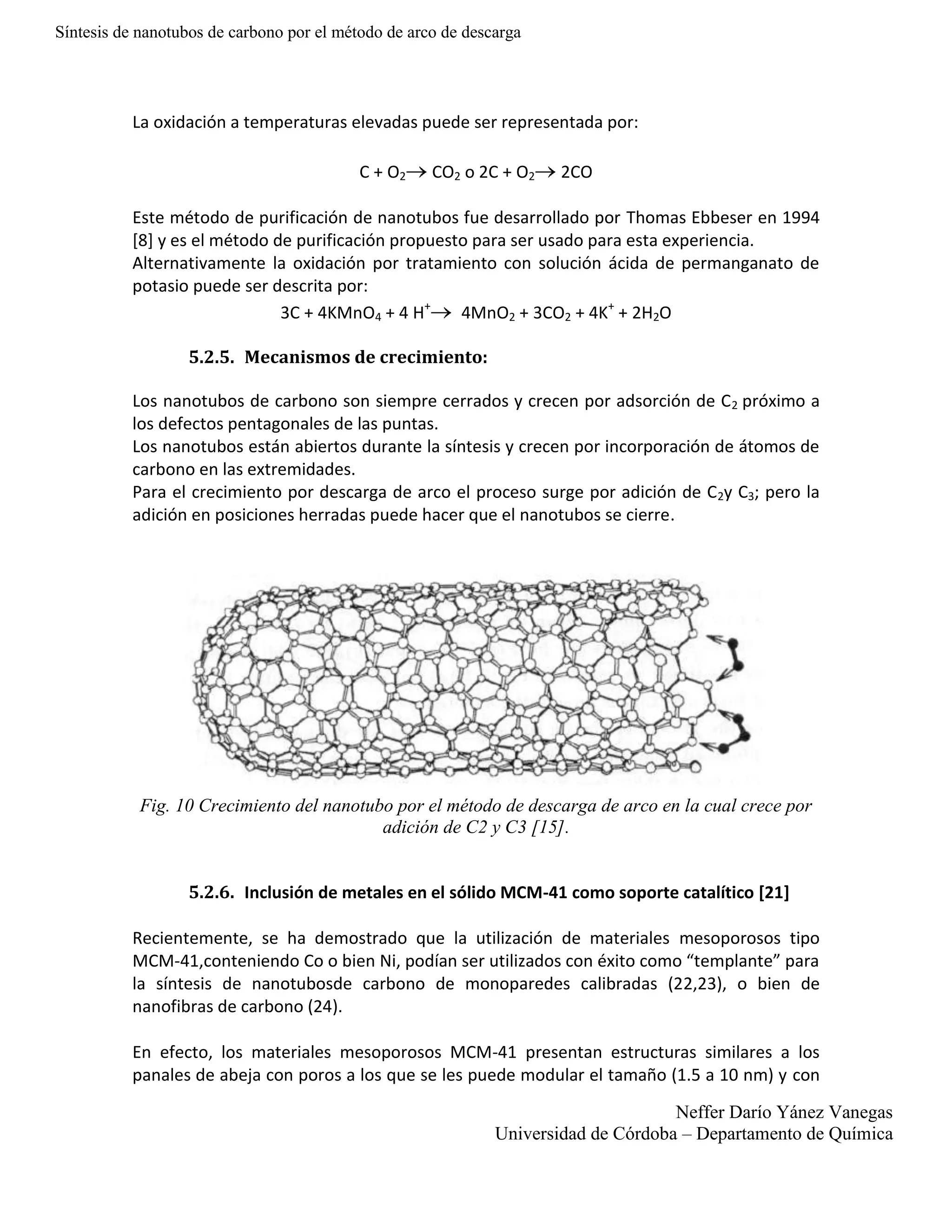 Sintesis de nanotubos de carbono por el metodo de arco de descarga | DOCX