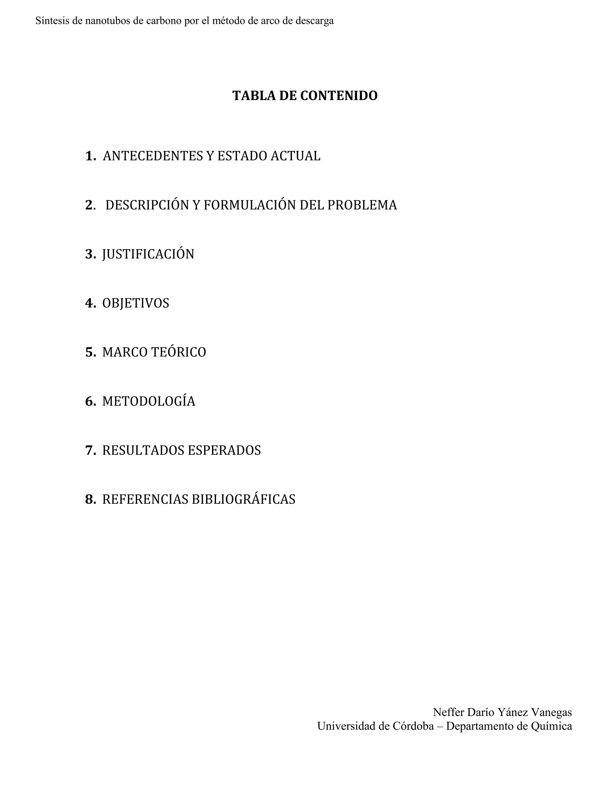 Sintesis de nanotubos de carbono por el metodo de arco de descarga | DOCX