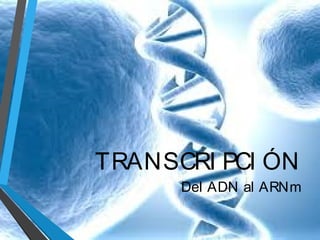 TRANSCRI PCI ÓN
Del ADN al ARNm

 