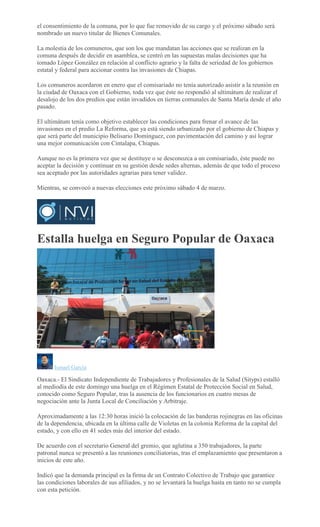 Oaxaca hace historia …pero por huelga
CARLOS ROMAN VELASCO
Miembros del Sindicato de Trabajadores Independientes y Profesi...