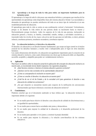 Sintesis la educación inclusiva el camino hacia el futuro | PDF