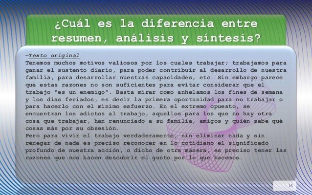 Sintesis y resumen