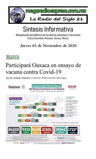 Participará Oaxaca en ensayo de
vacuna contra Covid-19
DEL DÍA, GENERAL, PRINCIPAL 4 noviembre, 20204 noviembre, 2020 marca
 