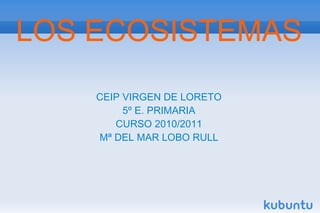 LOS ECOSISTEMAS CEIP VIRGEN DE LORETO 5º E. PRIMARIA CURSO 2010/2011 Mª DEL MAR LOBO RULL 