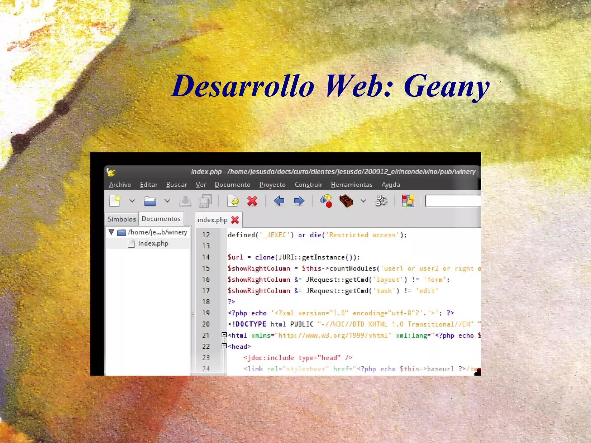 Desarrollo Web: Geany
 