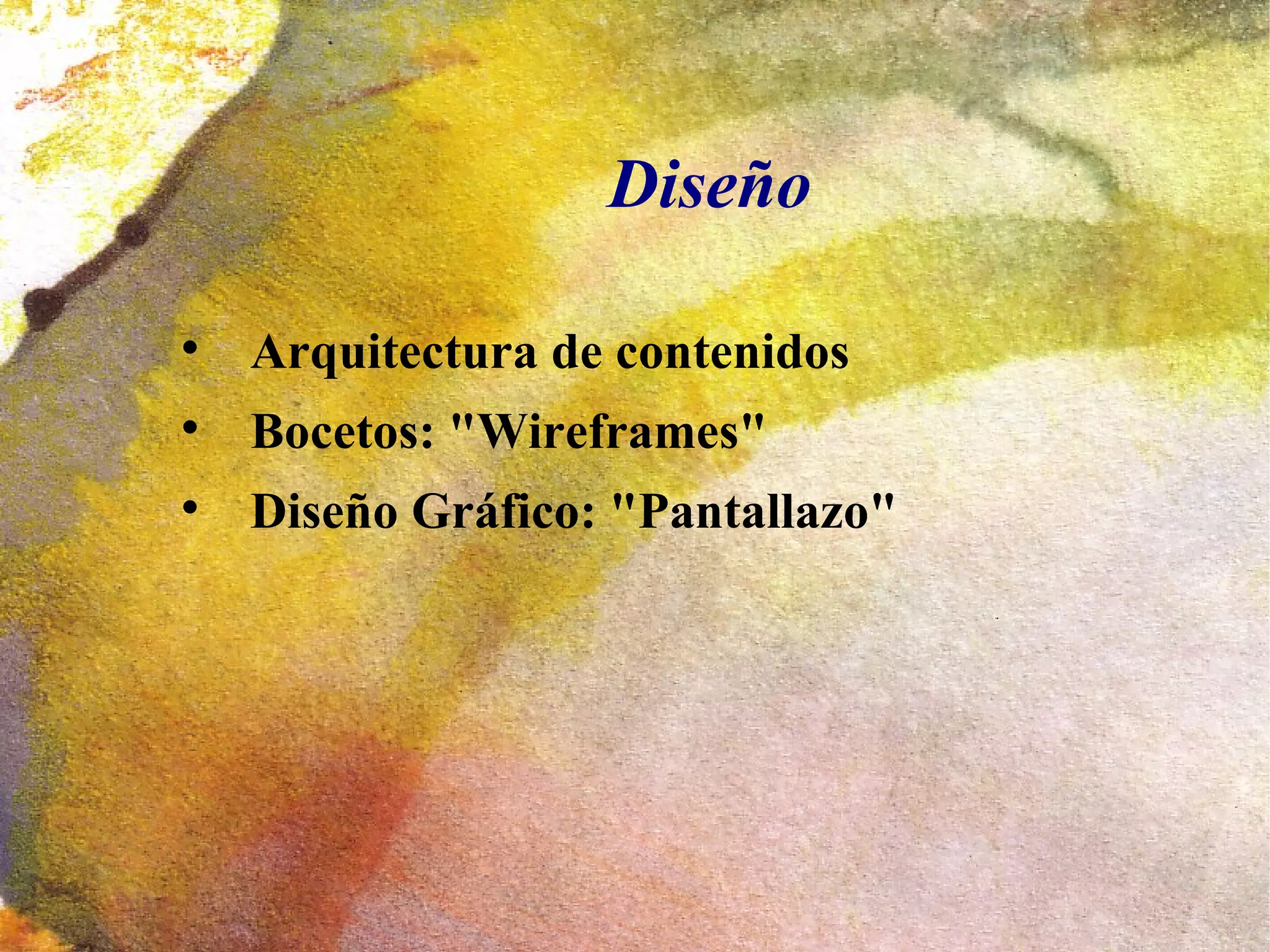 Diseño


    Arquitectura de contenidos

    Bocetos: "Wireframes"

    Diseño Gráfico: "Pantallazo"
 