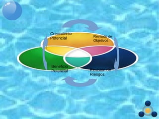Revisión de
Objetivos
Revisión de
Riesgos
Beneficio
Potencial
Crecimiento
Potencial