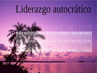 Liderazgo autocrático
●
totalmenteopuestoalliderazgonaturaloparticipativo.Suprincipalcaracterísticaseselpoderabsolutoquetieneenlatomadedecisiones,dandoindicacionesprecisasdecómoycuándollevaracabolastareas.Legustatenerlotodobajosucontrolygestionaalaspersonasconmanodehierro.Enmuchoscasos,esteestilodeliderazgoimpactanegativamenteenlamotivacióndelaspersonas.Estetipodeliderazgoestárecomendadoporlosexpertosenaquellosmomentosdecrisisdondehayquetomardecisionesdurasenbeneficiodelacompañía.
 