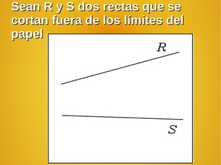 Sean R y S dos rectas que seSean R y S dos rectas que se
cortan fuera de los límites delcortan fuera de los límites del
papelpapel