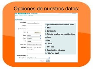 Opciones de nuestros datos:
 