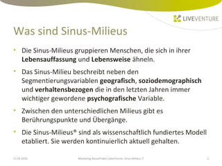 Zielgruppenbestimmung mit Sinus Milieus im IT Marketing | PPT