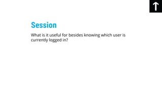 What is it useful for besides knowing which user is
currently logged in?
Session
 