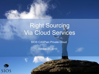 Right Sourcing
Via Cloud Services
October 21, 2010
SIOS CASPian Private Cloud
 