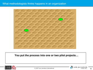 What methodologists thinks happens in an organization     You put the process into one or two pilot projects… 