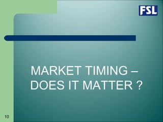10
MARKET TIMING –
DOES IT MATTER ?
 