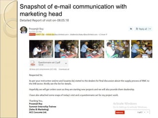 Snapshot of e-mail communication with
marketing head
 