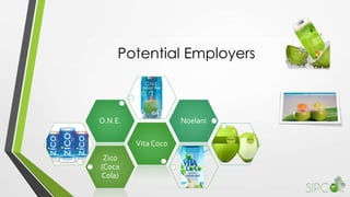 Potential Employers
Zico
(Coca
Cola)
Vita Coco
O.N.E. Noelani
 