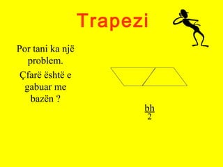 Trapezi
Por tani ka një
problem.
Çfarë është e
gabuar me
bazën ?
bh
2
 