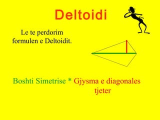 Deltoidi
Le te perdorim
formulen e Deltoidit.
Boshti Simetrise * Gjysma e diagonales
tjeter
 