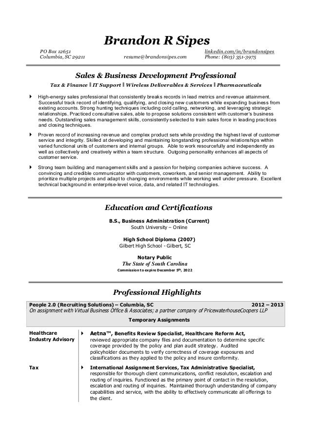 Sipes, Brandon, Resume