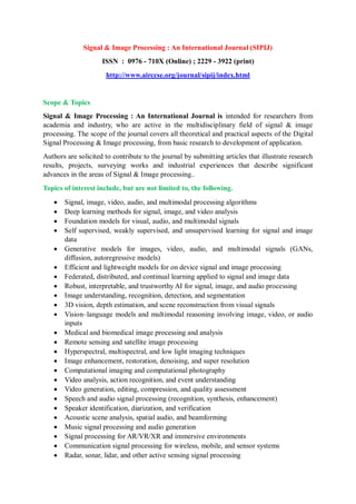 Signal & Image Processing : An International Journal (SIPIJ) | PDF