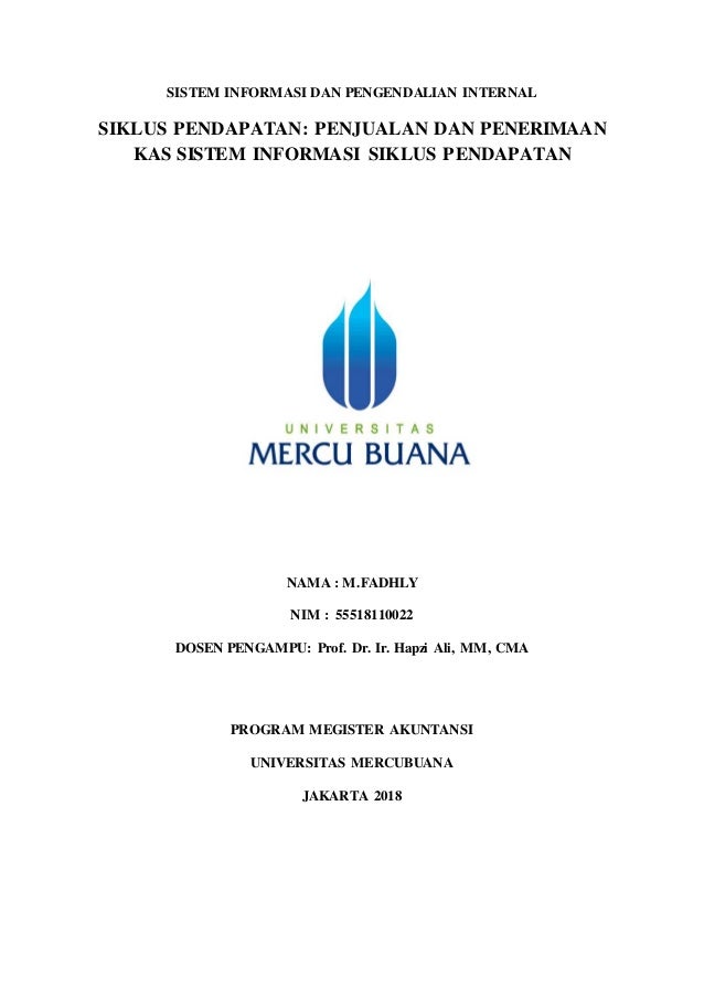 Sipi M Fadhly Hapzi Ali Mercu Buana 2018 Siklus Pendapatan Penjua