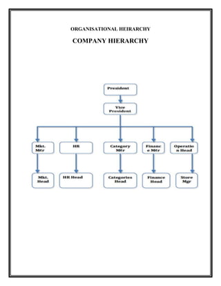 ORGANISATIONAL HEIRARCHY

COMPANY HIERARCHY
 