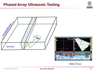 24
Sievert SEL 30-08-2018
© - Copyright Bureau Veritas
AS[C] Scan
S
c
a
n
n
i
n
g
D
i
r
e
c
t
i
o
n
Test Piece
Phased Array Ultrasonic Testing
 