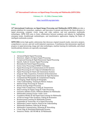 14th International Conference on Signal Image Processing and Multimedia ...