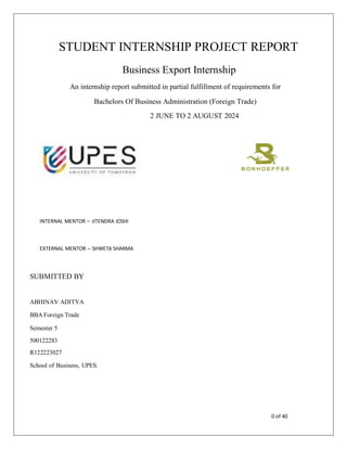 SIP REPORT ABHINAV ADITYA 500122283 BBA FOREIGN TRADE | PDF