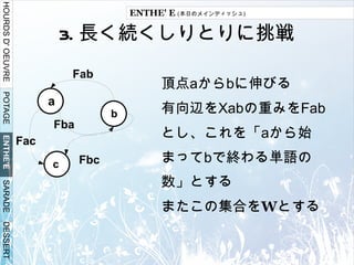 研究テーマの概要 2. 一番いいしりとりの 研究とつくば AC 総研究期間約 3000 日←若干誇張 
