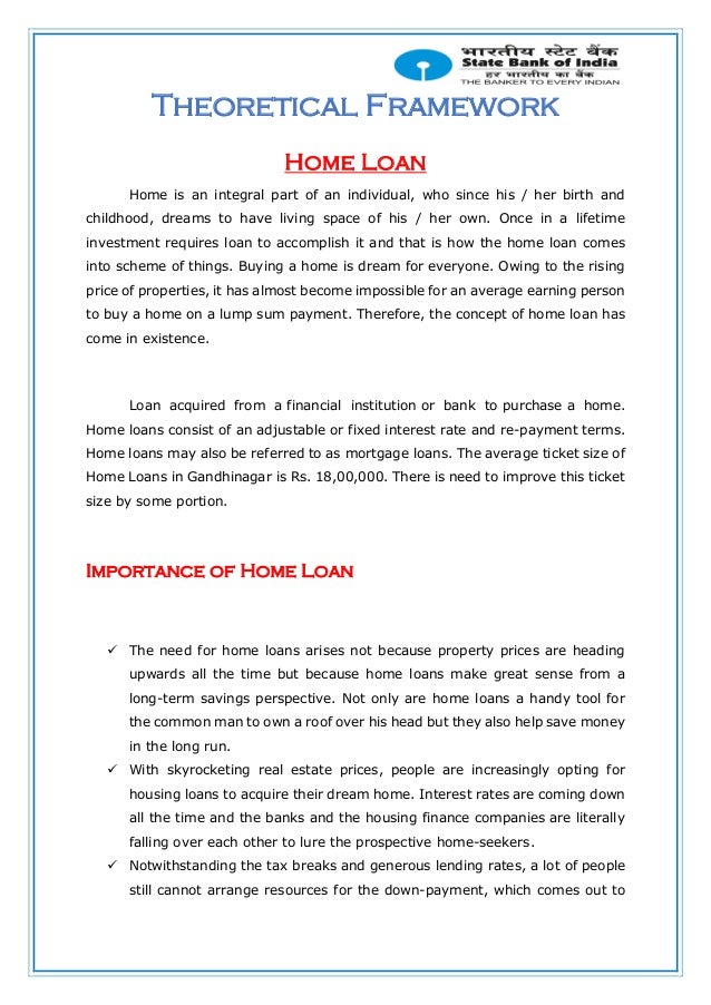 Project report on home loan for mba Project report on home loan for mba