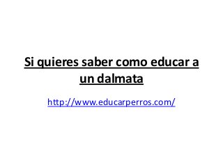 Si quieres saber como educar a
          un dalmata
    http://www.educarperros.com/
 