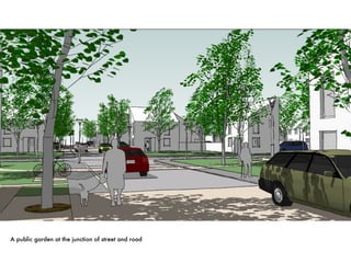 A public garden at the junction of street and road 