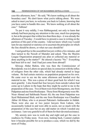THE REMINISCENCES OF SIR MUHAMMAD ZAFRULLA KHAN