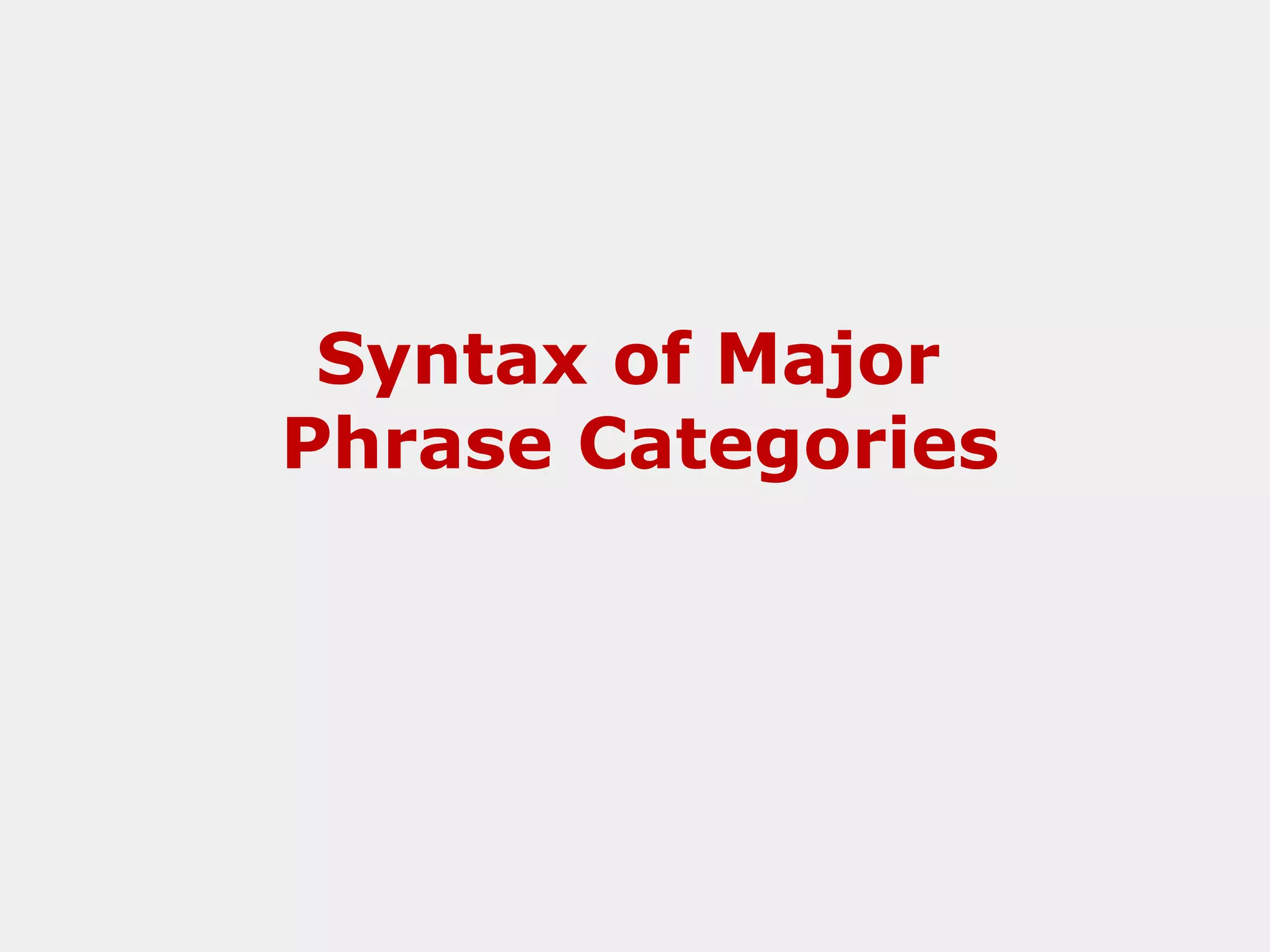 Syntax of Major
Phrase Categories

 