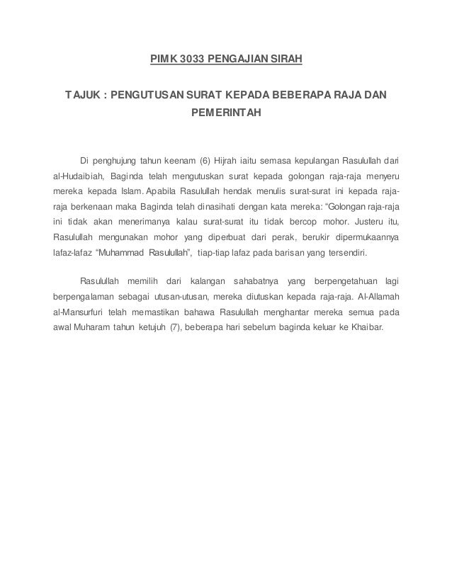 Kesan Nabi Menghantar Surat Kepada Raja2