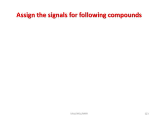 Assign the signals for following compounds
SIRaJ/MSc/NMR 123
 