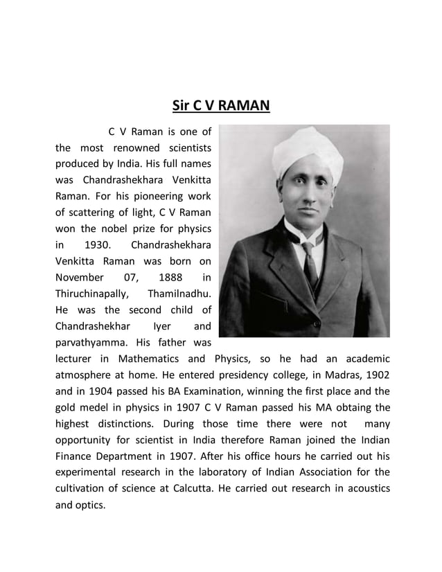 Sir c v raman | DOCX