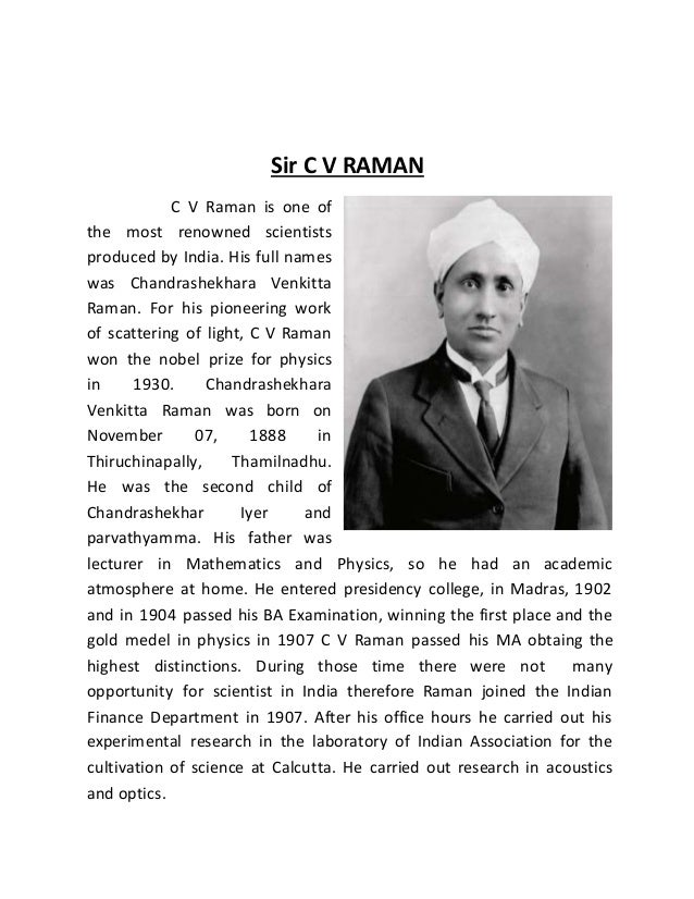 write the biography of cv raman